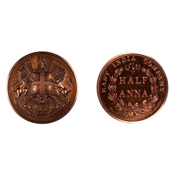 East India Company: Copper 1/2 Anna, Bombay, Proof Restrike, NGC PF 65 RD