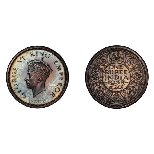 British India: King George VI, 1938, Silver Proof Restrike Rupee, Calcutta, PR 64, Extremely Rare