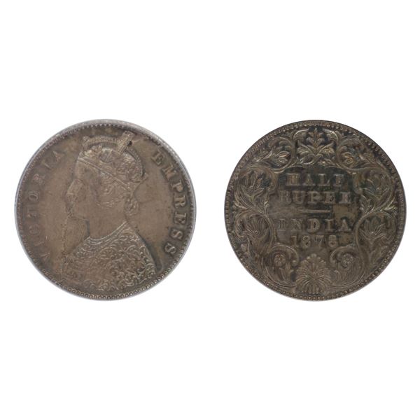 British India: Victoria, 1878, Silver 1/2 Rupee, Calcutta, Proof Restrike (Early), PCGS PR 64