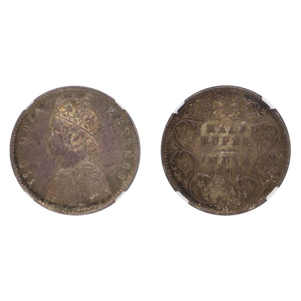 British India: Victoria, 1892, Silver 1/2 Rupee, Calcutta, NGC MS 62