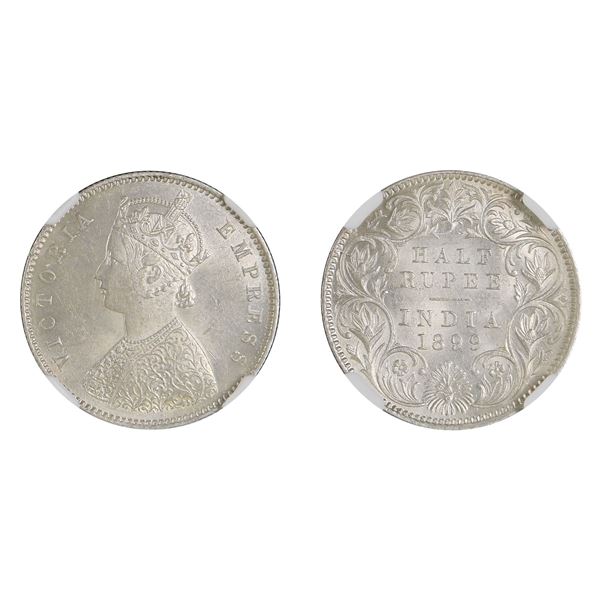 British India: Victoria, 1899, Silver 1/2 Rupee, Calcutta, NGC MS 61