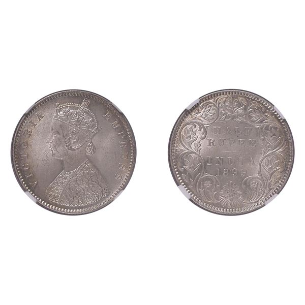 British India: Victoria, 1899, Silver 1/2 Rupee, Calcutta, NGC MS 64