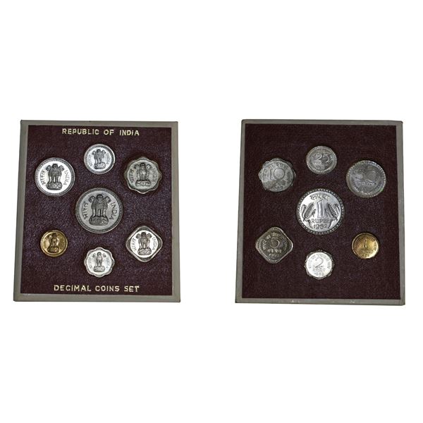 Republic of India: 1962 Deciman Coin Set (7 coins), Proof