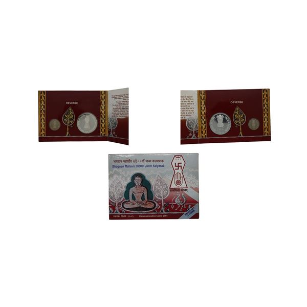 Republic of India: 2001, Mahavir Commemorative Set (2 coins), Proof  Set