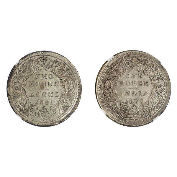 British India: Victoria, 1862, 0-4 dot, Reverse Lakhi, Unique, NGC XF details