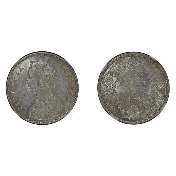 British India: Victoria, 1878, Silver 1/2 Rupee, Calcutta, NGC MS 61