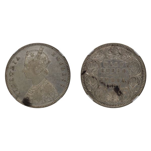 British India: Victoria, 1883, Silver 1/2 Rupee, Calcutta, NGC AU