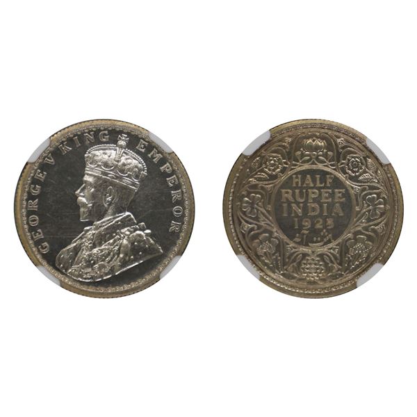 British India: George V, 1925, Silver 1/2 Rupee, Calcutta Mint, Proof Restrike, NGC PF 63