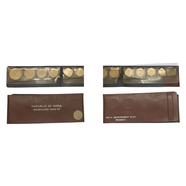Republic of India: 1970 Strip of Regular coins (8 coins), Uncirculated