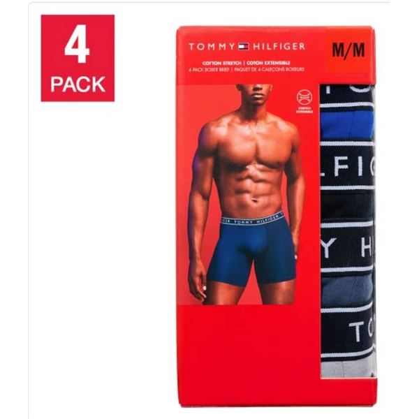 Tommy Hilfiger Men’s Cotton Stretch Boxer Brief, 4-pack Size M/M