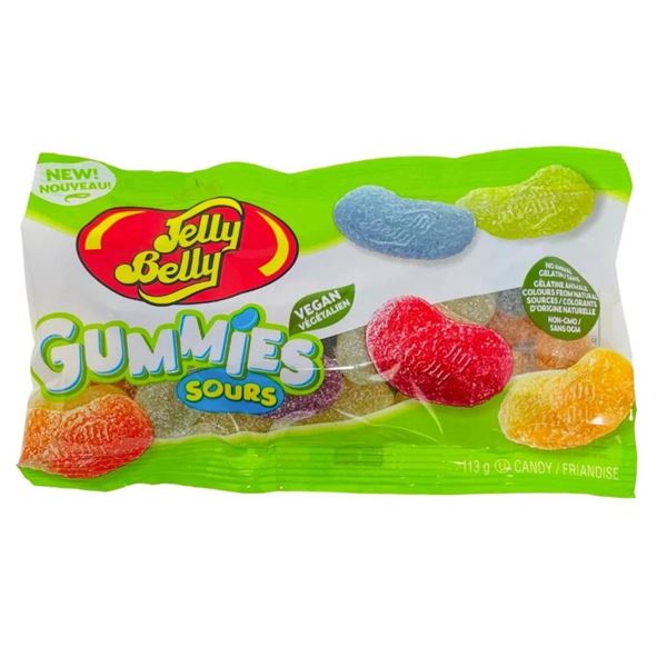 Jelly Belly Gummies Sours, Vegan, 12 Bags of 113 g (1.35 kg Total)