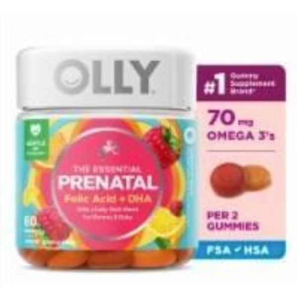 Olly Prenatal Multivitamin Gummies With Folic Acid and DHA, 60 Count