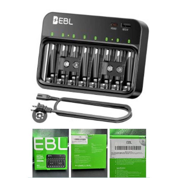 EBL 8-Bay Individual Battery Charger for AA/AAA Rechargeable Batteries