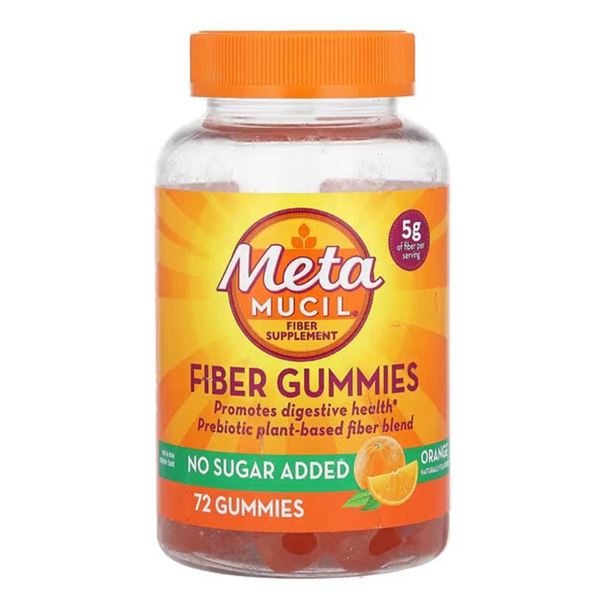 Meta Mucil Fibre Gummies, Orange Flavor, 72 Count