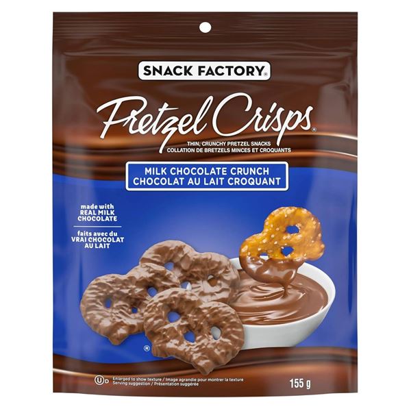 Snack Factory Pretzel Crisps, Milk Chocolate Crunch, 5x155g Packs