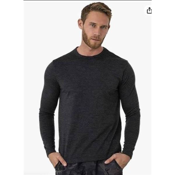 Lole Men’s Merino Wool Blend Base Layer Top, Size Medium, Black
