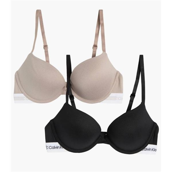 Calvin Klein 2 Pack Push Up Plunge Bras 38C Microfiber Stretch
