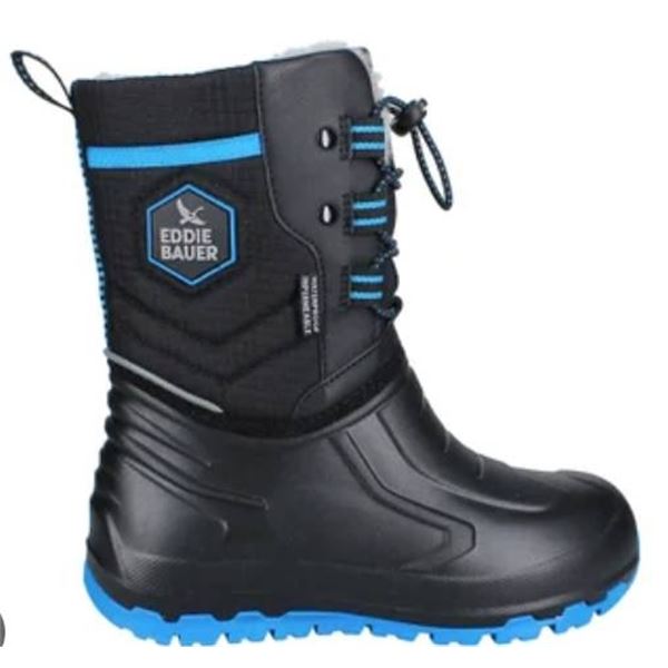 Eddie Bauer Insulated Winter Boots, Black/Blue, Size 3