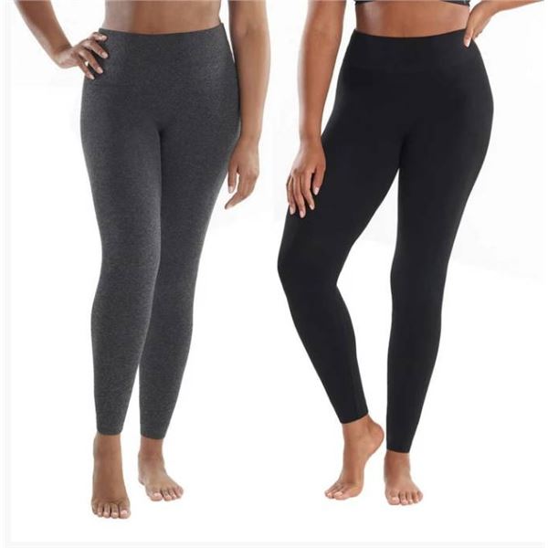 LEMON – 2-Pack Seamless Fleece Lined Leggings XL  Black and Gray