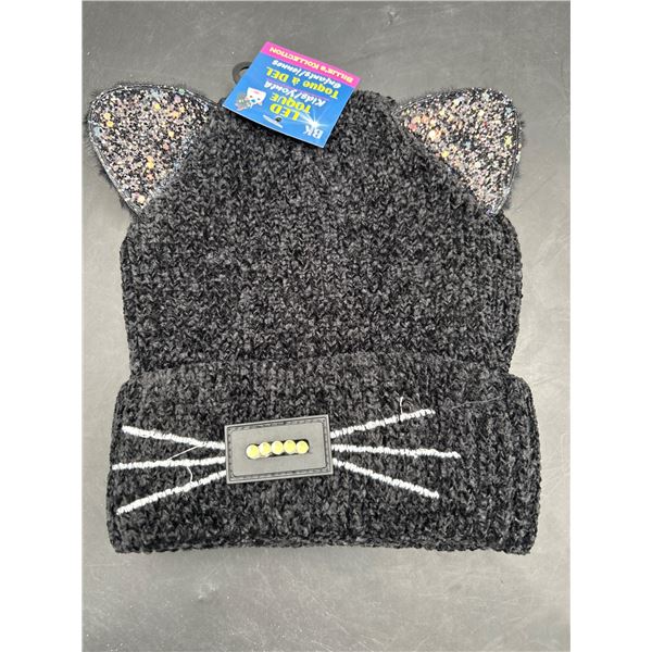Billie’s Kollection LED Toque with Cat Ears and Embellishments for Kids/Youth