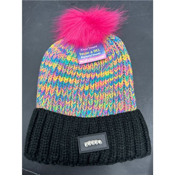 Billie’s Kollection LED Toque for Kids/Youth with Rainbow Knit and Black Cuff