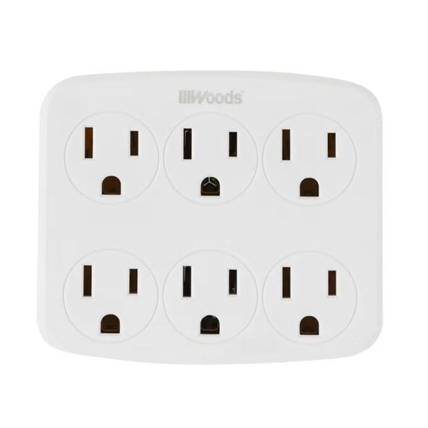 Woods 6-Outlet Wall Adapter White #41106