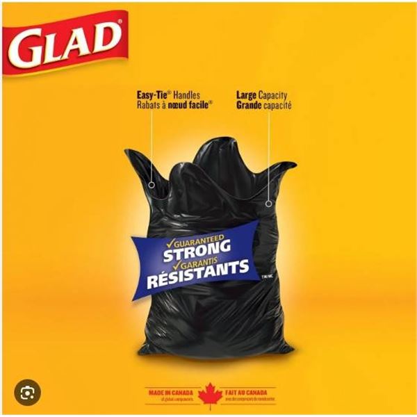 Lot of 2 Glad Black Garbage Bags, Regular 74 L, 40 Bags Per Unit