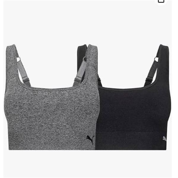 Puma 2-Pack Seamless Sports Bras, Size Large, Convertible Back Design