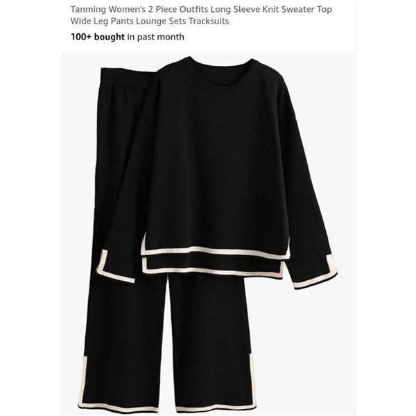 Tanming Women’s 2-Piece Outfit, XL, Long Sleeve Knit Sweater & Pants