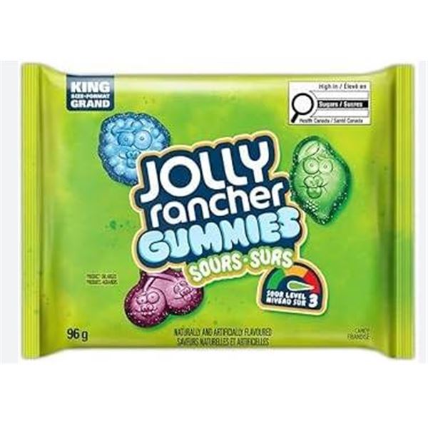 Jolly Rancher Gummies Sours, 12 Pack, 96g Bags