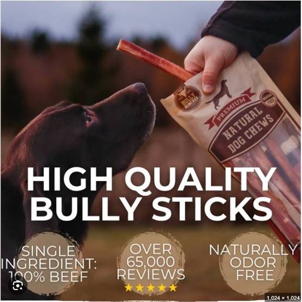 Bully Bunches Natural Dog Chews Premium Bully Sticks (2 Packs)
