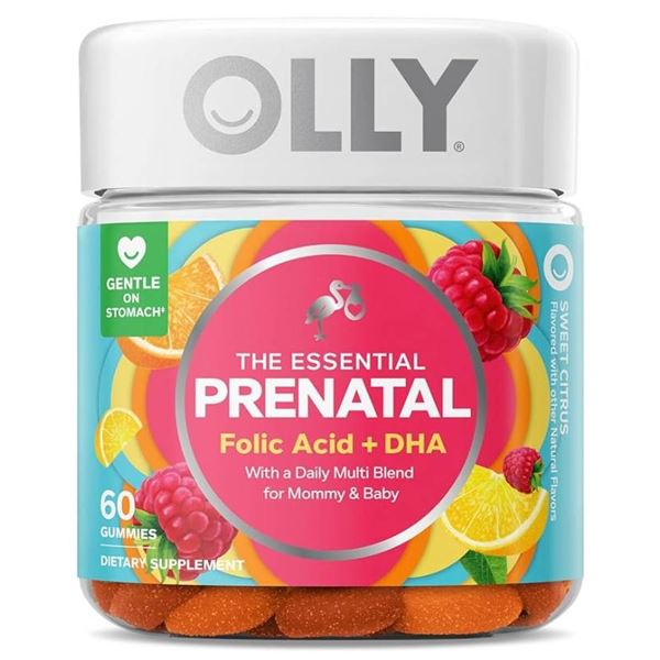 Olly Prenatal Multivitamin Gummies with Folic Acid and DHA, 60 Count
