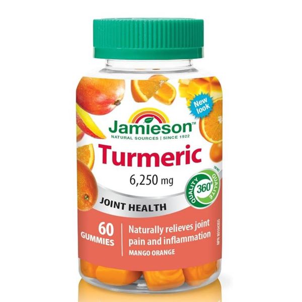 Jamieson Turmeric 6,250 mg Mango Orange Gummy Supplements – 60 Count
