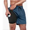 Image 1 : BRISIRA Men’s Swim Trunks With Compression Liner and Zipper Pocket – Size XL