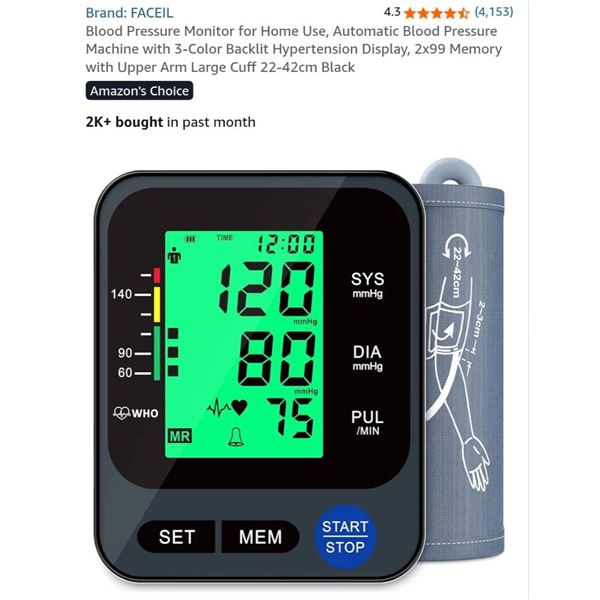 FACIL Arm-Type Electronic Blood Pressure Monitor Model BSX525