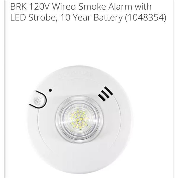 BRK Slim LED Strobe 120V Wire-In Smoke Alarm with 10-Year Battery