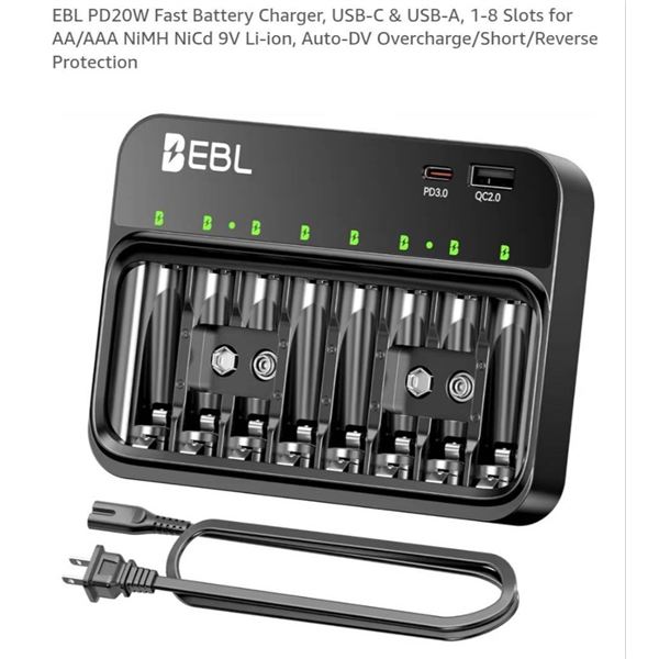 EBL 8-Bay Individual Battery Charger for Rechargeable Batteries