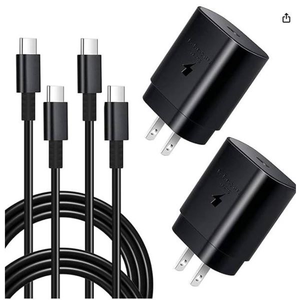 Lot of 2 – 2 Pack Samsung 25W Charger X0045HAI5H with Cables, Made in China