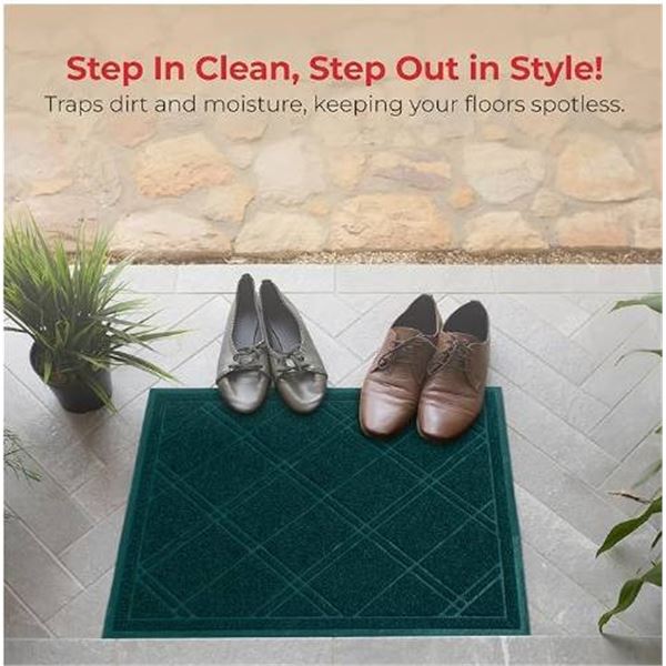SlipToGrip Green Door Mat 42 x 35 Inches, Waterproof and Shake Clean