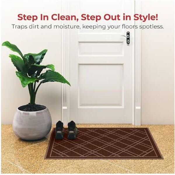 SlipToGrip Door Mat, 35 x 23 Inches, Brown