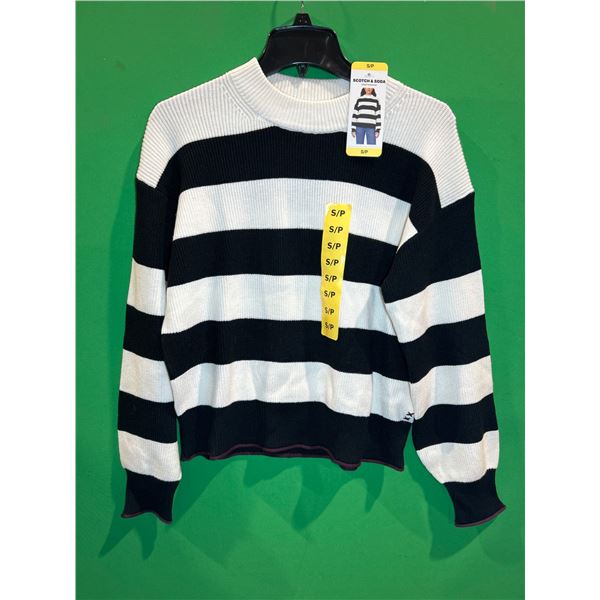 Scotch & Soda Women’s Striped Sweater, Black and White, Size Small/Petite