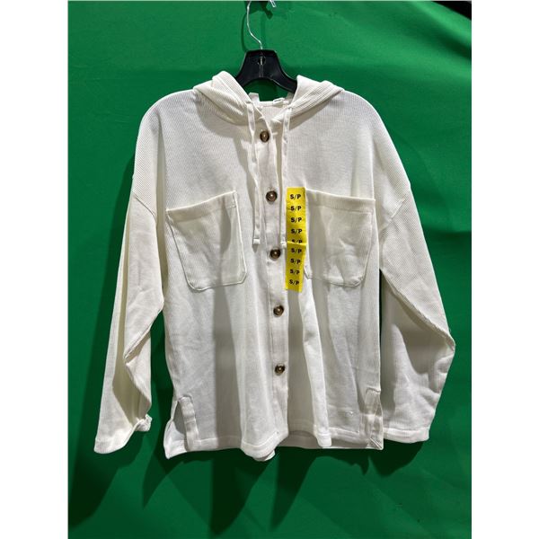 Roxy Women’s Hooded Button-Front Top, Size Small, White