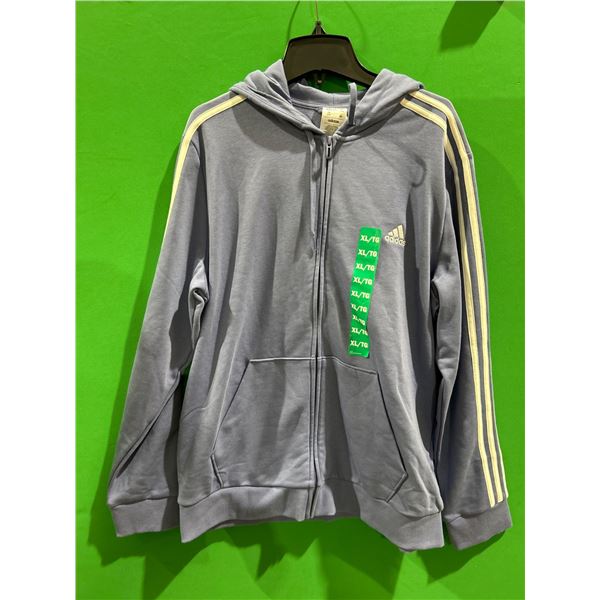 Adidas Women’s XL/16 Blue Full-Zip Hoodie Sweatshirt With Stripes