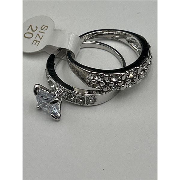 Ladies Double Engagement/Wedding Ring princess Cut Solitaire Set