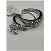 Image 1 : Ladies Double Engagement/Wedding Ring princess Cut Solitaire Set