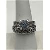Image 4 : Ladies Double Engagement/Wedding Ring princess Cut Solitaire Set