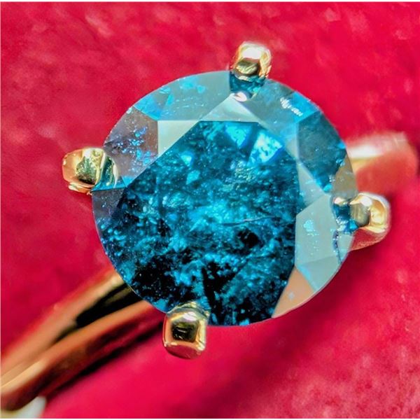 10K(2.36g), NATURAL ENHANCE BLUE DIAMOND (1.05ct)RING, size 6.5, appraised value $4445, ring resizea