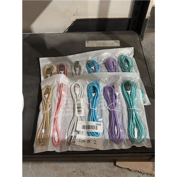 Lot of 2 –  USB-C Charging Cables with Braided Design and Multiple Colors **Colors May Vary
