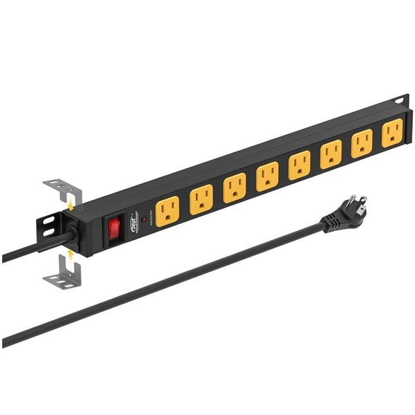 CRST 8 Outlet Power Bar with Surge Protector 2100J,Heavy Duty Metal Mountable Power Strip,Wall Mount