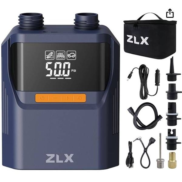 ZLX Electric Paddle Board Pump, 50PSI Air SUP Pump with High Pressure Dual Stage, Auto-Off Inflation